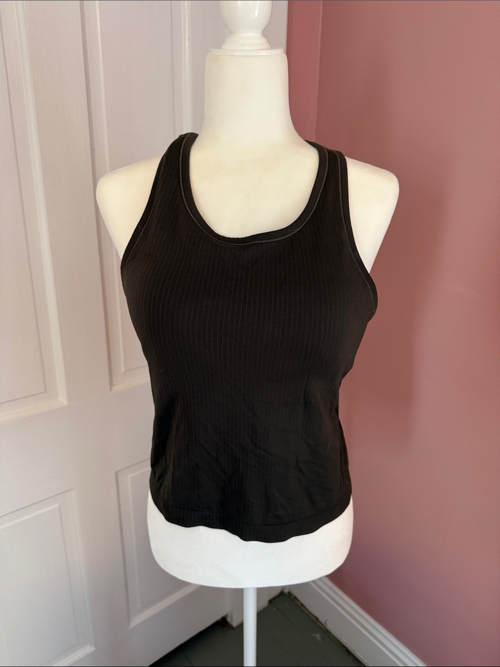 CRZ YOGA Olive Green Ribbed Racerback Tank with Built in Bra